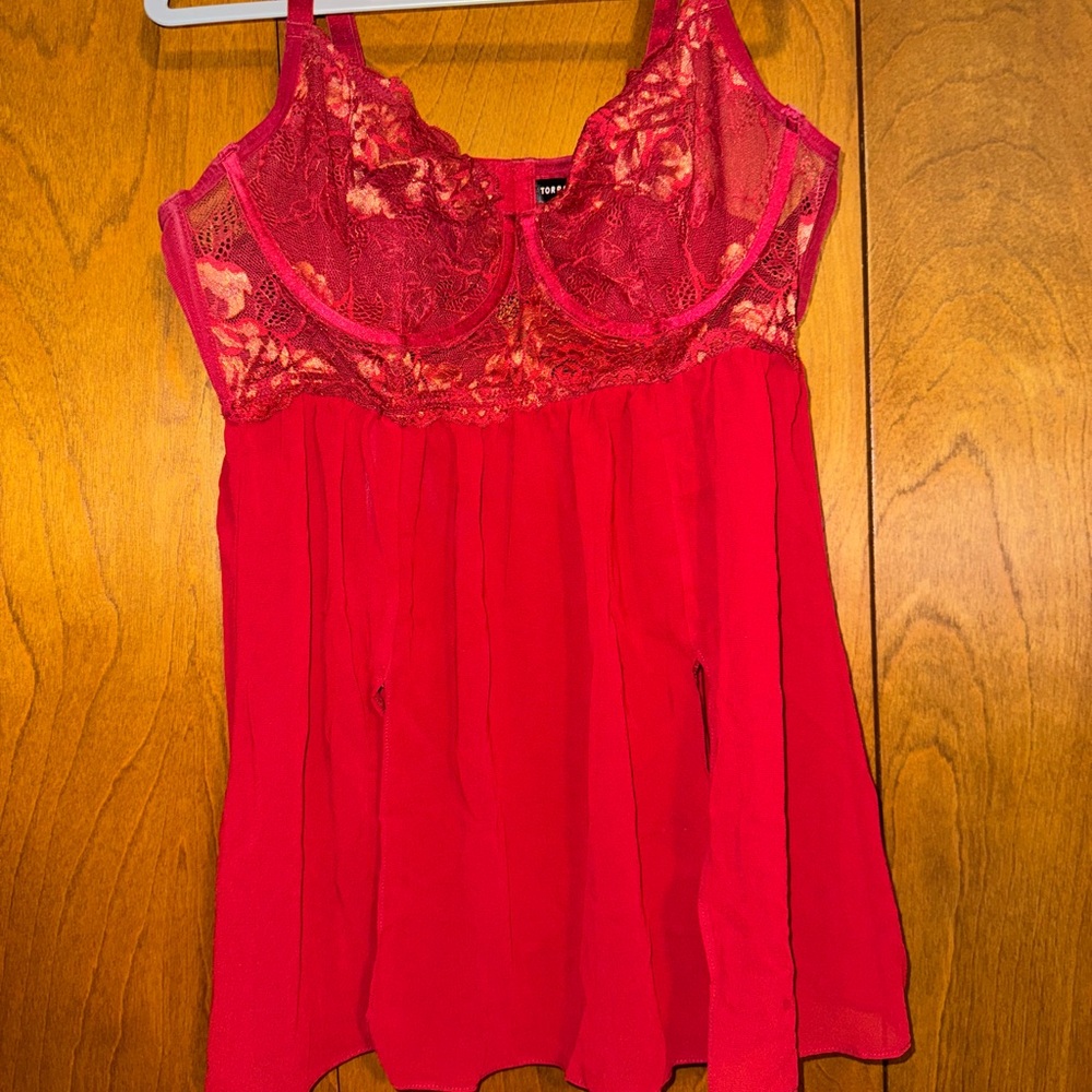 Elegant Red Lace Babydoll Chemise